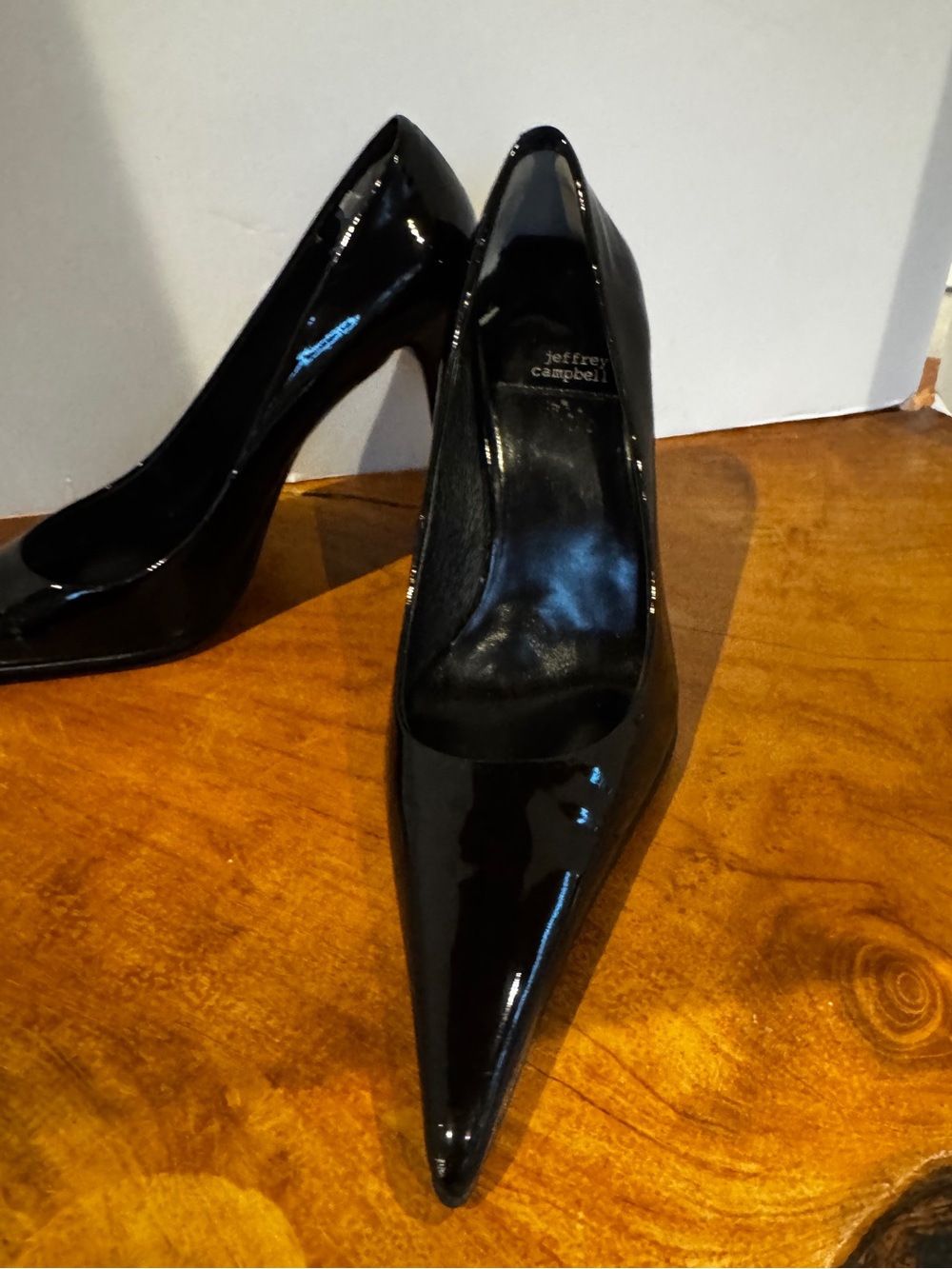 Jeffrey Campbell Black Patent Leather Pointed Toe Stiletto Pumps Heels Size 9
